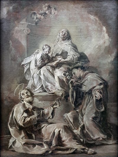 Anna, accompagnée de saint Pierre et de saint Antoine de Padoue, enseigne à la jeune Marie la lecture de la Sainte Bible ; Kat.Nr. 88.1 - Giambattista Pittoni