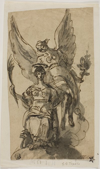 Femme assise couronnée par un ange - Giambattista Tiepolo
