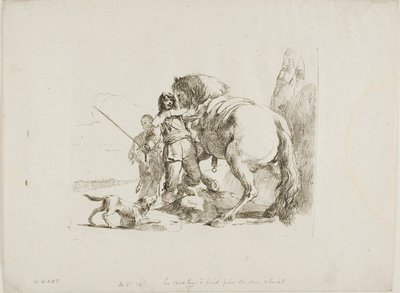 Le cavalier debout près de son cheval, de Capricci - Giambattista Tiepolo