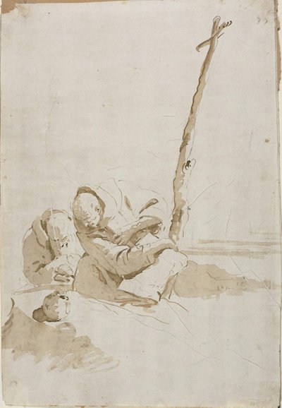 Deux moines contemplant un crâne - Giambattista Tiepolo