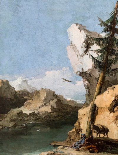 Repos pendant la fuite en Égypte, vers 1762/70 (Huile sur toile) - Giambattista & Tiepolo Giandomenico (1727-1804) Tiepolo