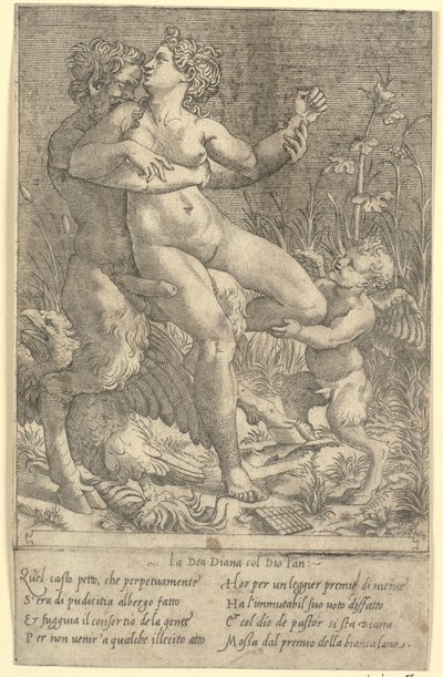 Jupiter transformé en satyre et Diane - Gian Jacopo Caraglio