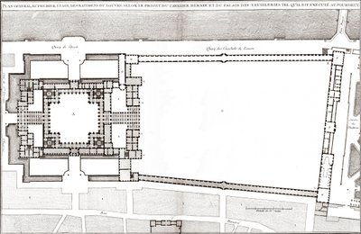 Plan général suivant le projet de Bernin pour le Louvre et les Tuileries dans « Architecture française » par Jacques-François Blondel - Gian Lorenzo (after) Bernini
