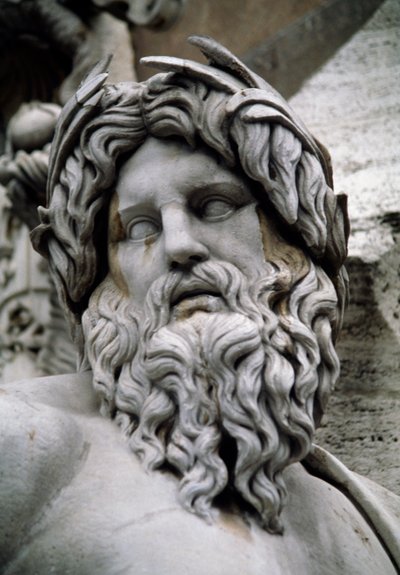 Personnification du fleuve Gange, Fontaine des Quatre-Fleuves (16e siècle), conçue par Gian Lorenzo Bernini (Naples) - Gian Lorenzo Bernini