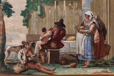 Famille de paysans à table, de la Chambre des Scènes Rustiques, dans la Foresteria (Maison d