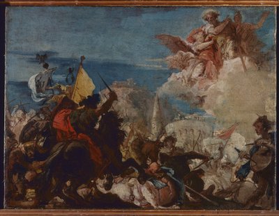 Les saints Faustinus et Jovita apparaissent pour défendre Brescia attaquée par Niccolò Piccinino en 1438 - Giovanni Domenico Tiepolo