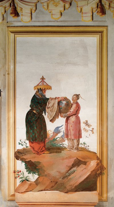 Deux figures avec un vase, de la salle chinoise dans la Foresteria - Giovanni Domenico Tiepolo
