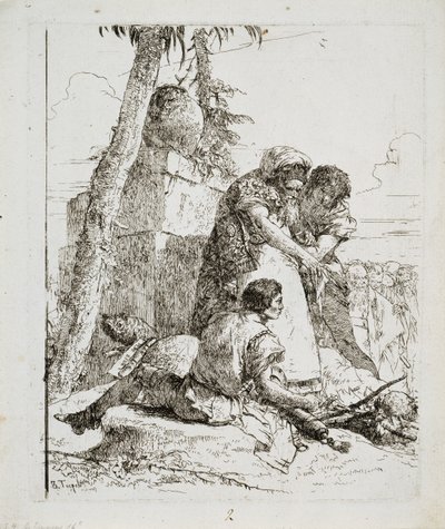 Magicien montrant une tête brûlante à deux jeunes, vers 1740 - Giovanni Domenico Tiepolo