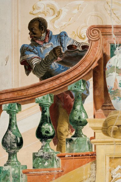 Serviteur maure tenant un plateau, de la salle des scènes de carnaval dans la Foresteria, 1757 - Giovanni Domenico Tiepolo