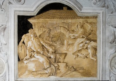 Vulcain dans sa forge, de la salle de l