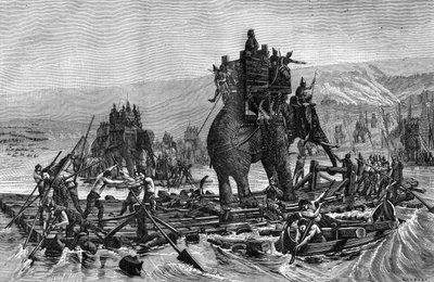 Hannibal traversant le Rhône, 218 av. J.-C., 1882-1884 - Gilbert