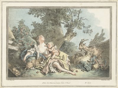 Bergère endormie et Amour endormi - Gilles Antoine Demarteau