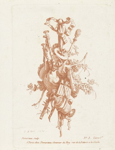 Trophée avec instruments de musique - Gilles Antoine Demarteau