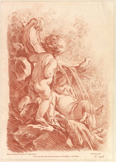 Fontaine avec deux cupidons - Gilles Demarteau