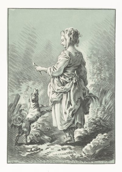 Jeune femme avec chien - Gilles Demarteau