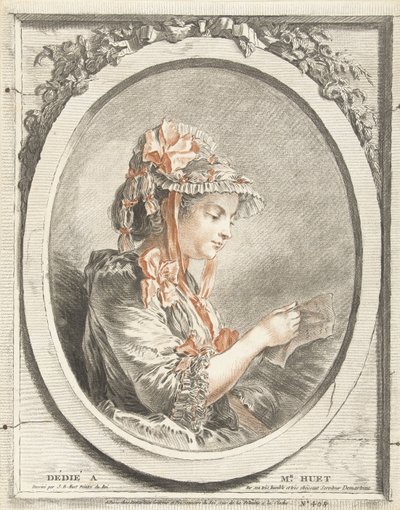 Femme lisant dans un ovale - Gilles Demarteau