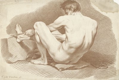 Homme nu assis avec une corde - Gilles Demarteau
