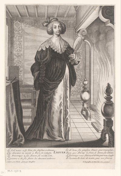 Dame dans un intérieur près du feu - Gilles Rousselet