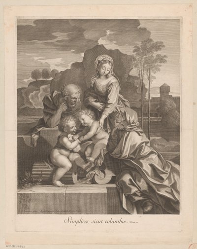 Sainte Famille avec Élisabeth et Jean-Baptiste avec une colombe - Gilles Rousselet