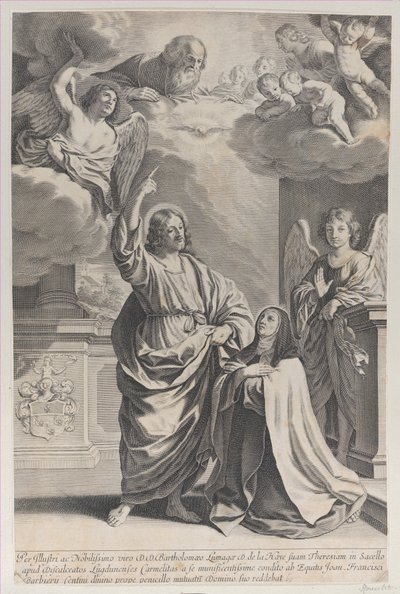 Sainte Thérèse priant aux côtés du Christ, qui pointe vers Dieu le Père - Gilles Rousselet