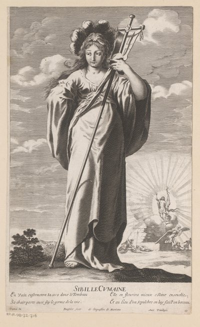 Sibylle de Cumes, avec en arrière-plan la résurrection du Christ - Gilles Rousselet