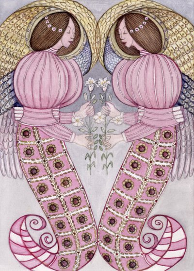 Deux anges tenant des lys tigrés, 1995 - Gillian Lawson