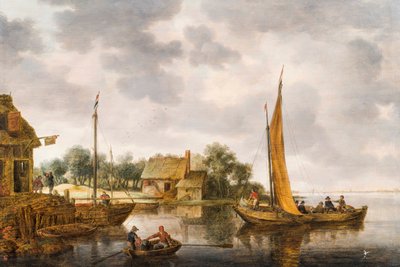 Paysage fluvial avec un bac, vers 1640s - Gillis Peeters