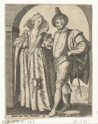 Homme et femme, habillés selon la mode de 1590-1600 - Gillis van Breen