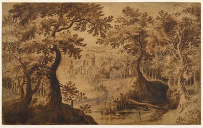 Paysage boisé avec vue - Gillis van III (circle of) Coninxloo