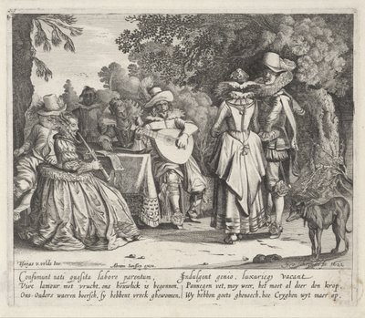 Groupe élégant jouant de la musique en plein air - Gillis van Scheyndel (I)