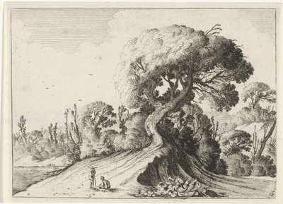 Deux hommes devant un grand arbre - Gillis van Scheyndel (I)