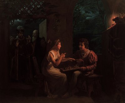 Ferdinand et Miranda jouant aux échecs, 1822 - Gillot Saint Evre
