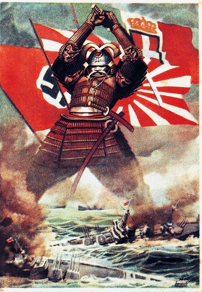Samouraï japonais coulant la flotte américaine à Pearl Harbor (7 décembre 1941), affiche de Gino Boccasile (1901-1952), Seconde Guerre mondiale, Italie, 20e siècle - Gino Boccasile