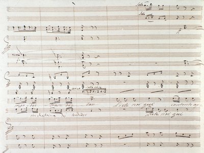 Page de partition musicale de Le Comte Ory avec corrections manuscrites par Gioacchino Rossini - Gioachino Rossini