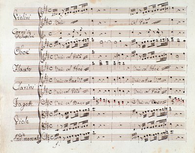 Page de partition musicale pour la symphonie réduite pour piano de Tancredi, opéra de Gioacchino Rossini - Gioachino Rossini
