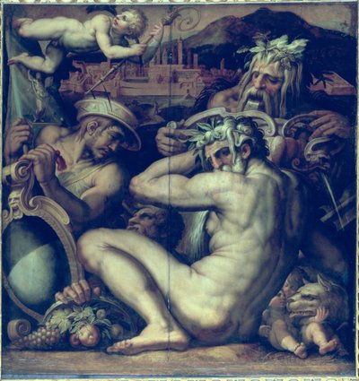 Allégorie des villes de Sansepolcro et Anghiari du plafond du Salone dei Cinquecento - Giorgio (and workshop) Vasari