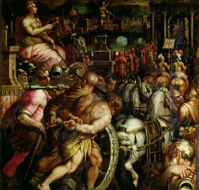 Le triomphe après la guerre avec Pise du plafond du Salone dei Cinquecento - Giorgio (and workshop) Vasari