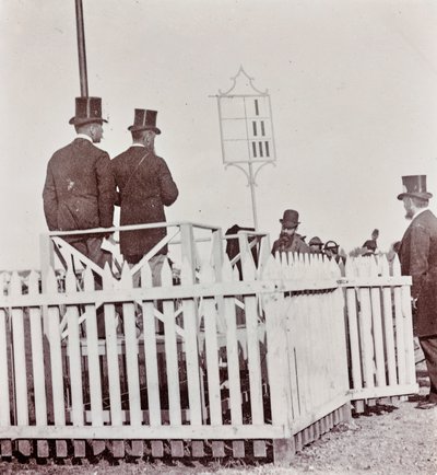 Course de spectateurs dans le parc des Cascine : Max Stiozzi Marquis, Marquis Malaspina Azzolino, Arnaldo Pozzolini et le député Marquis Torrigiani - Giorgio Enrico (attr.to) Levi