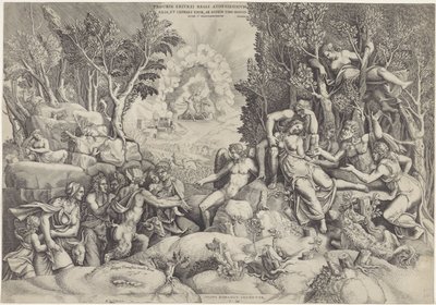 Céphale et les dieux des bois pleurent la mort de Procris - Giorgio Ghisi