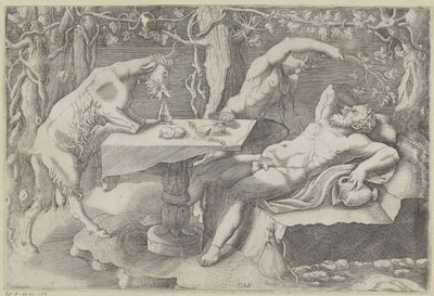 Silenus, un satyre et une chèvre, Silenus endormi - Giorgio Ghisi