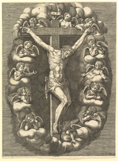 Le Christ crucifié entouré d