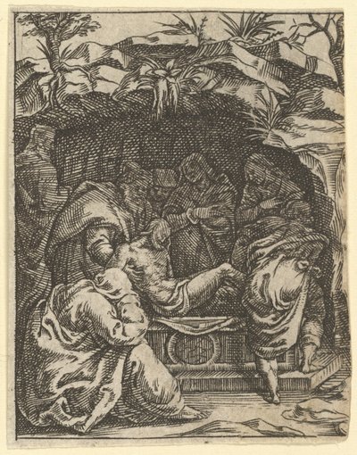 La Vierge des Douleurs : La Mise au tombeau, un des neuf compartiments environnants, vers 1575 - Giorgio Ghisi