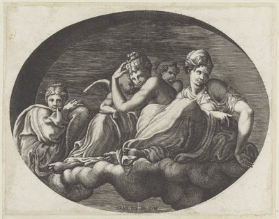 Vénus, deux déesses et deux putti (Peintures murales ovales dans la Galerie d