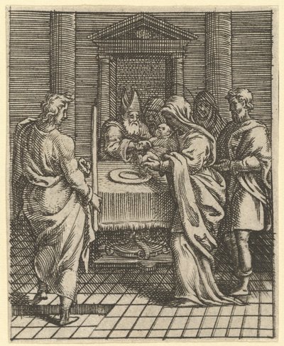 Vierge des Douleurs : La Présentation au Temple, un des neuf compartiments environnants..., avant 1575 - Giorgio Ghisi