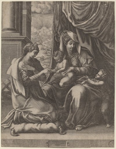 Le Mariage Mystique de Sainte Catherine - Giorgio Ghisi after Francesco Primaticcio