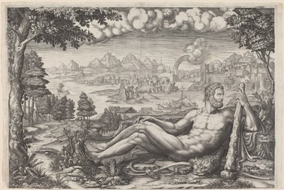 Hercule se reposant de ses travaux - Giorgio Ghisi after Giulio Romano