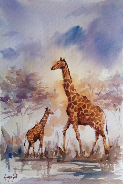 La famille des girafes africaines - Giorgio Gosti