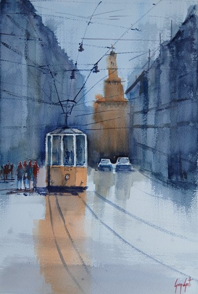 Reflets du tramway de Bologne - Giorgio Gosti