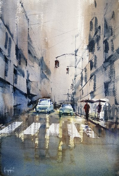 Réflexions sur une ville pluvieuse - Giorgio Gosti