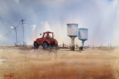 Le tracteur rouge et les tours - Giorgio Gosti